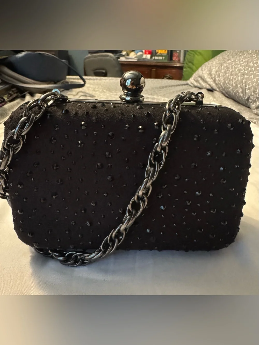 WHBM Black Crystal-Embellished Evening Clutch - Picture 2 of 8